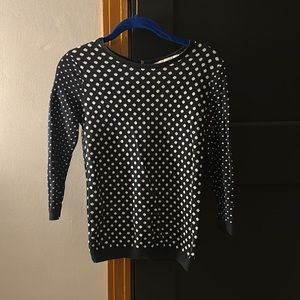 Loft petites XXSP navy white polka dot sweater top
